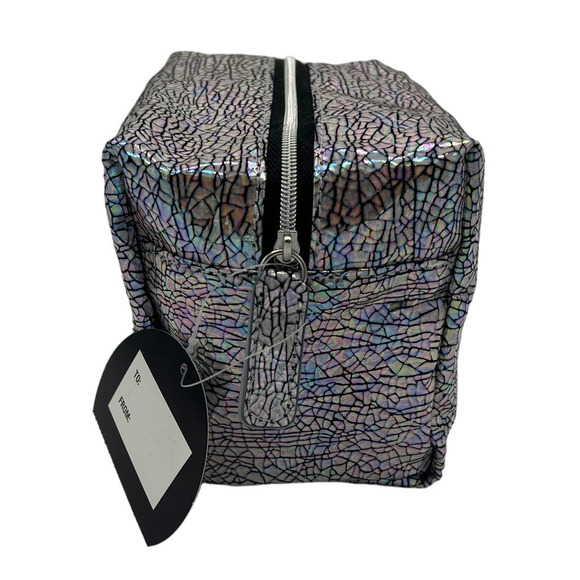 Silver Crackle Beauty Small Zippered Cosmetic Bag - NWT - Picture 2 of 6